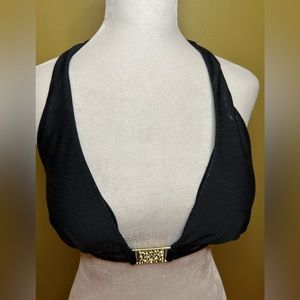 Plunge Lightly Padded Black Bikini Top